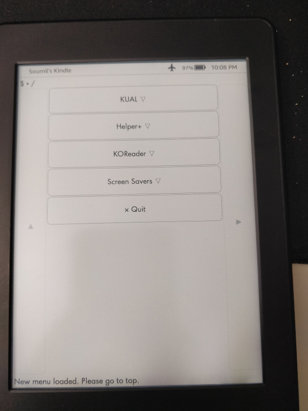 KOReader in KUAL Menu